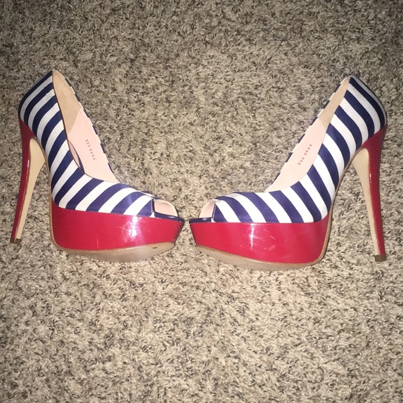 Red white and blue platform heels - Picture 2 of 2